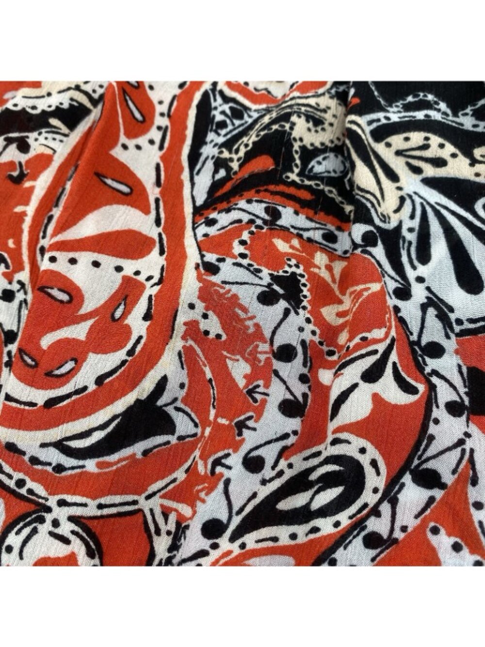 LOFT Women's Size M Red Paisley Blouse Flare Sleeves Rayon Boho - Picture 5 of 10